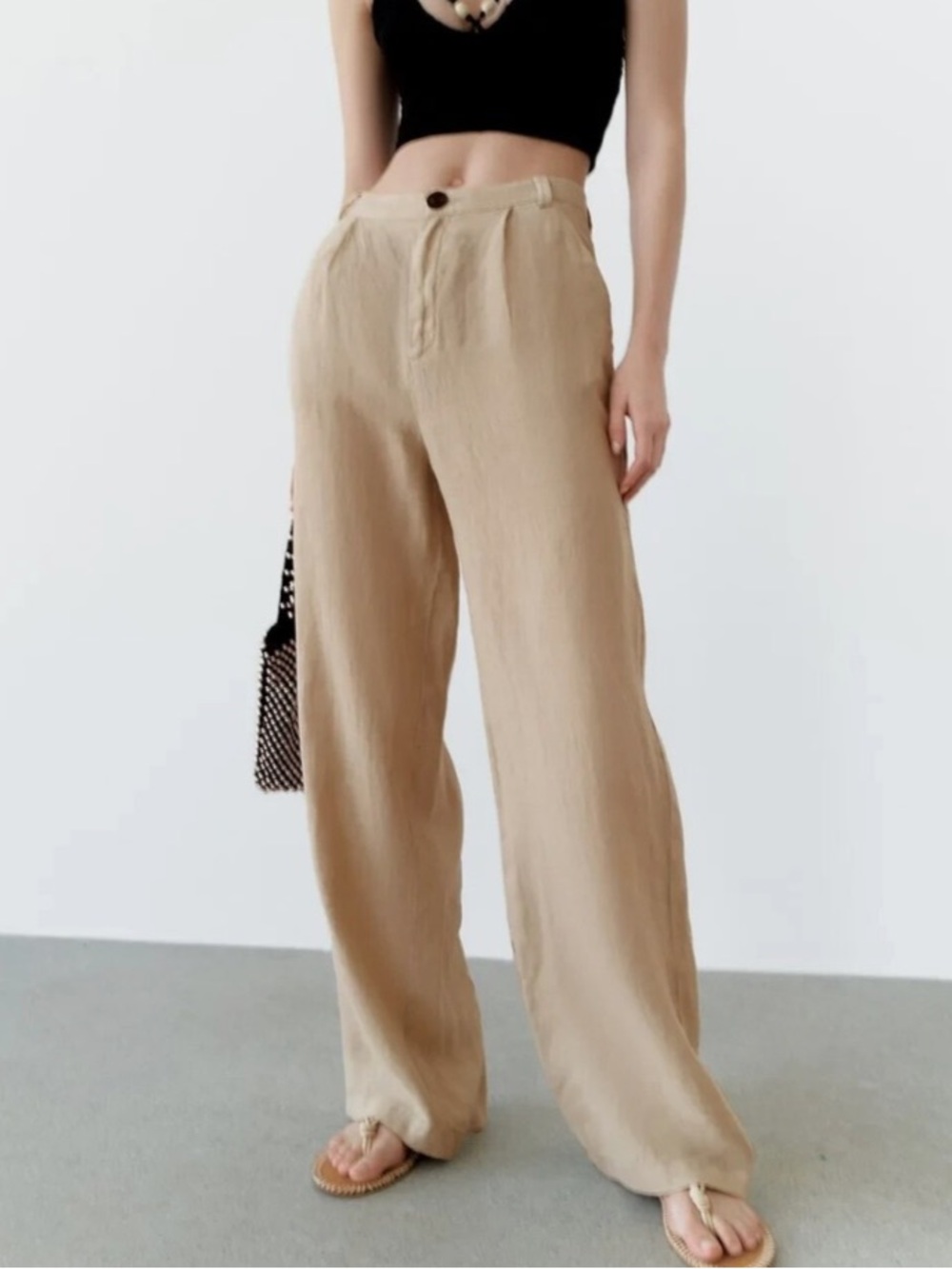Zara Beige Wide Leg Pants